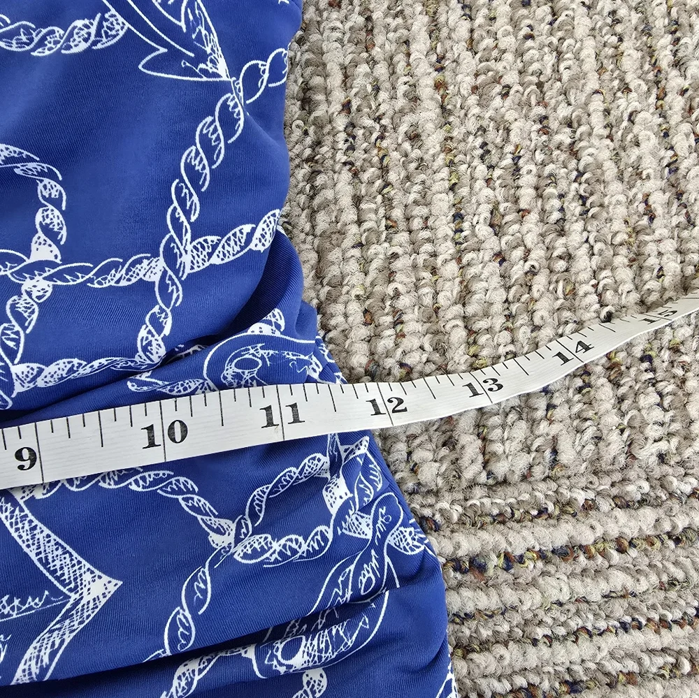 J. McLaughlin Blue Miki Halter Open Back One-Piece Halter Swimsuit Womens 6 EUC